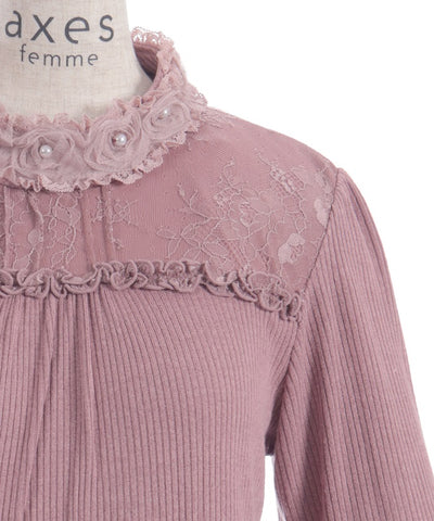 Tulle Rose Lace Panel Pullover