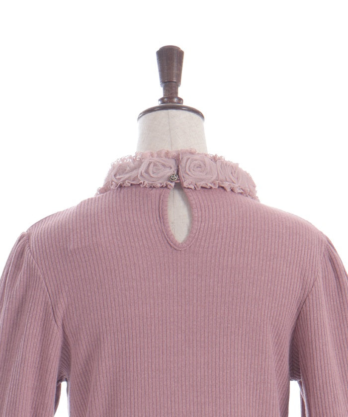 Tulle Rose Lace Panel Pullover
