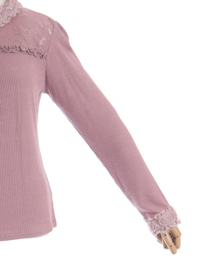 Tulle Rose Lace Panel Pullover