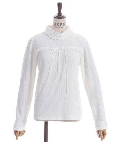 Tulle Rose Lace Panel Pullover