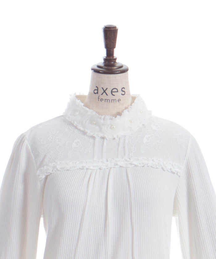 Tulle Rose Lace Panel Pullover