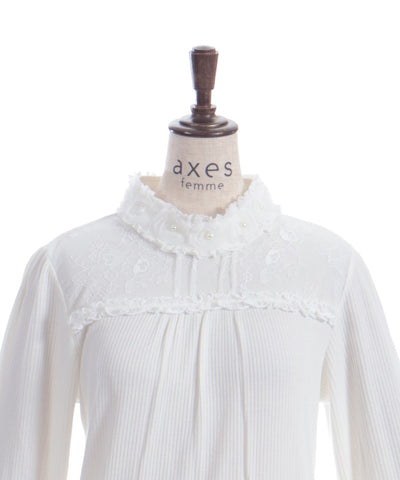 Tulle Rose Lace Panel Pullover