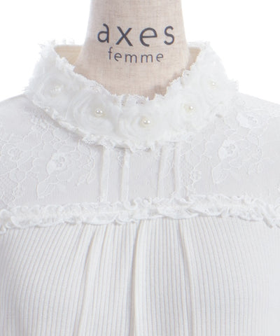 Tulle Rose Lace Panel Pullover