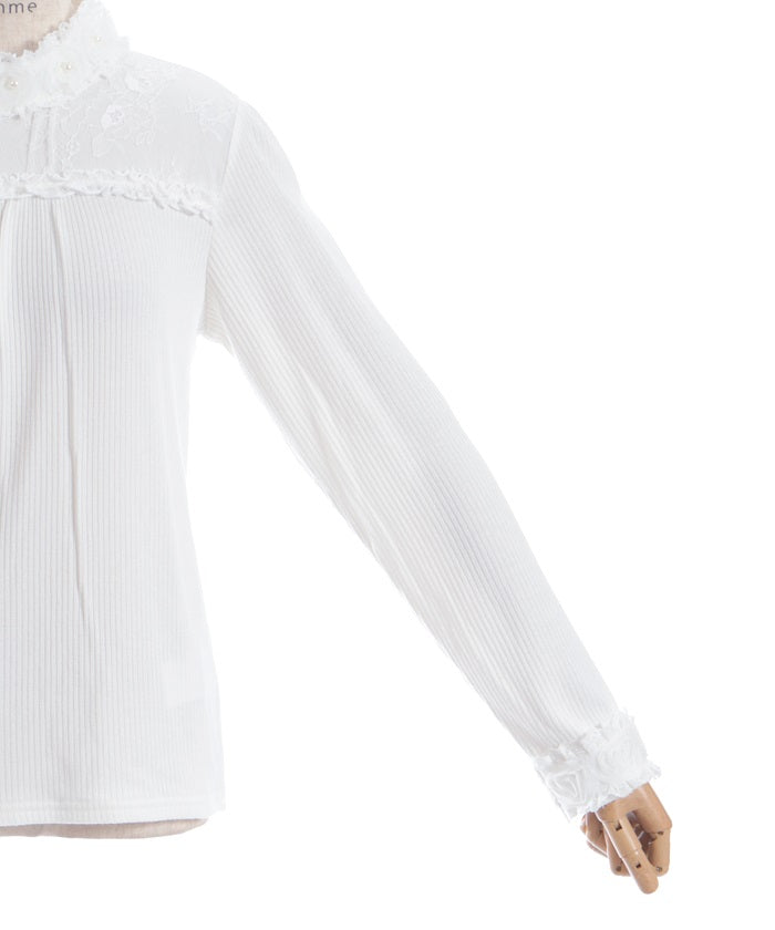 Tulle Rose Lace Panel Pullover