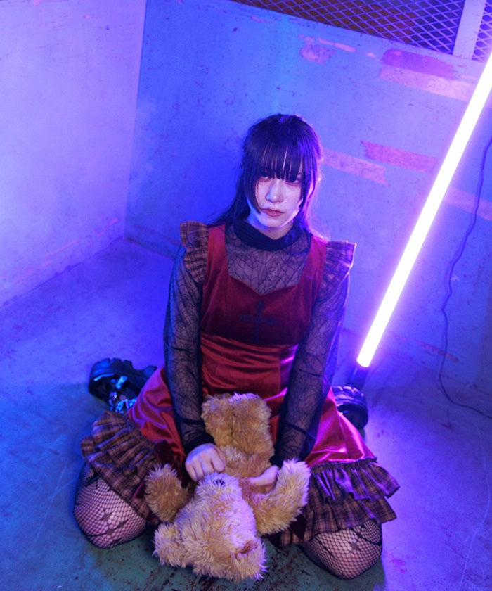 Velour & Check Frill Dress