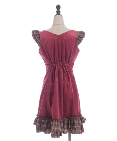 Velour & Check Frill Dress