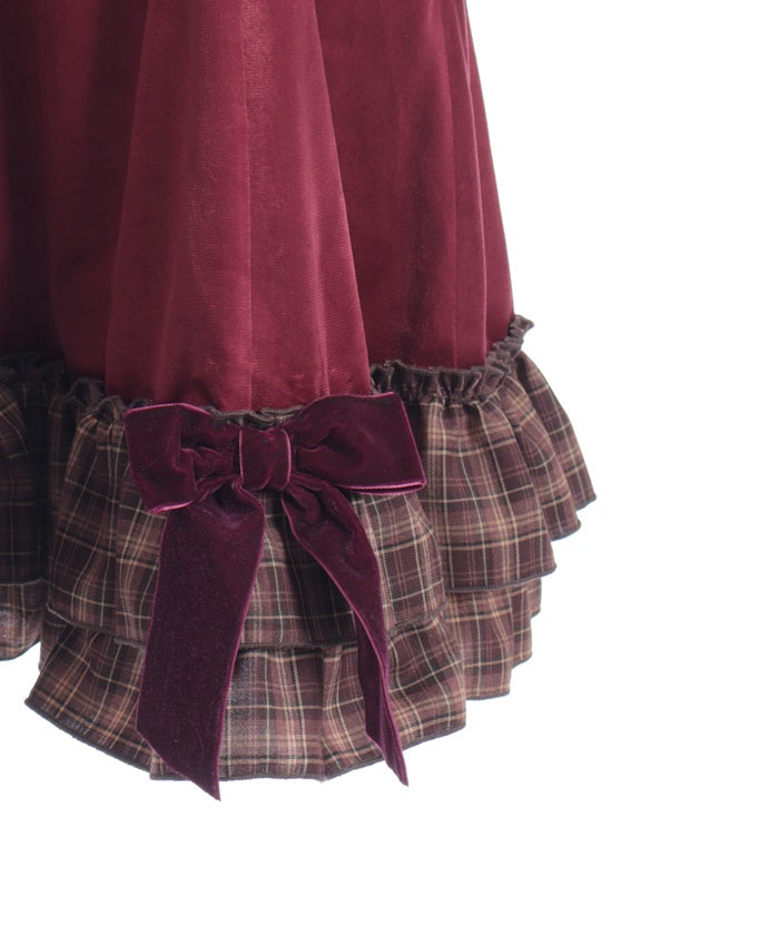 Velour & Check Frill Dress