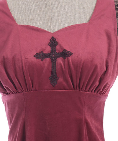 Velour & Check Frill Dress