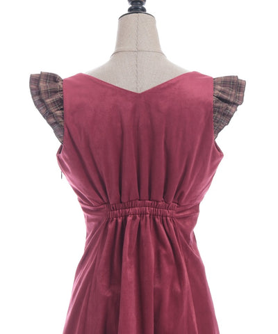 Velour & Check Frill Dress