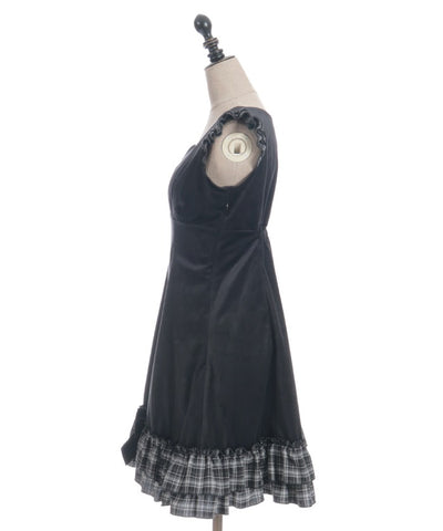 Velour & Check Frill Dress