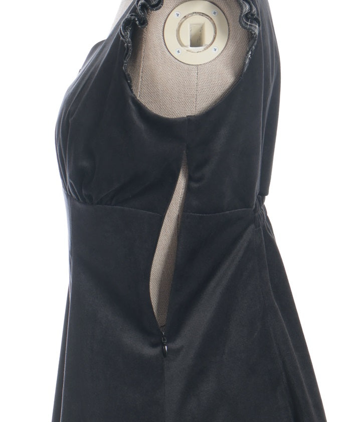 Velour & Check Frill Dress