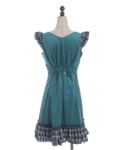 Velour & Check Frill Dress