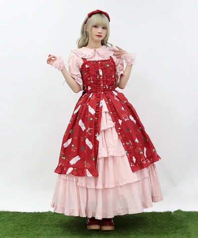 Cherry Bunny Pattern Jumper Skirt