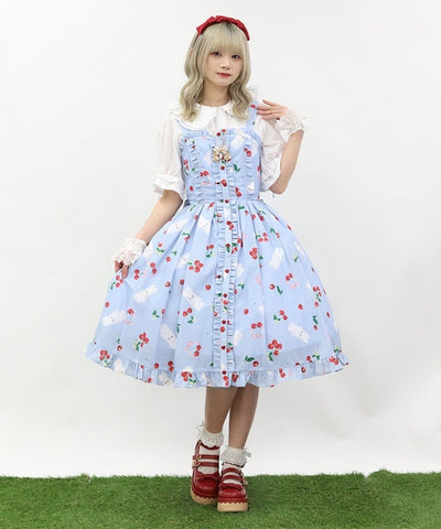 Cherry Bunny Pattern Jumper Skirt