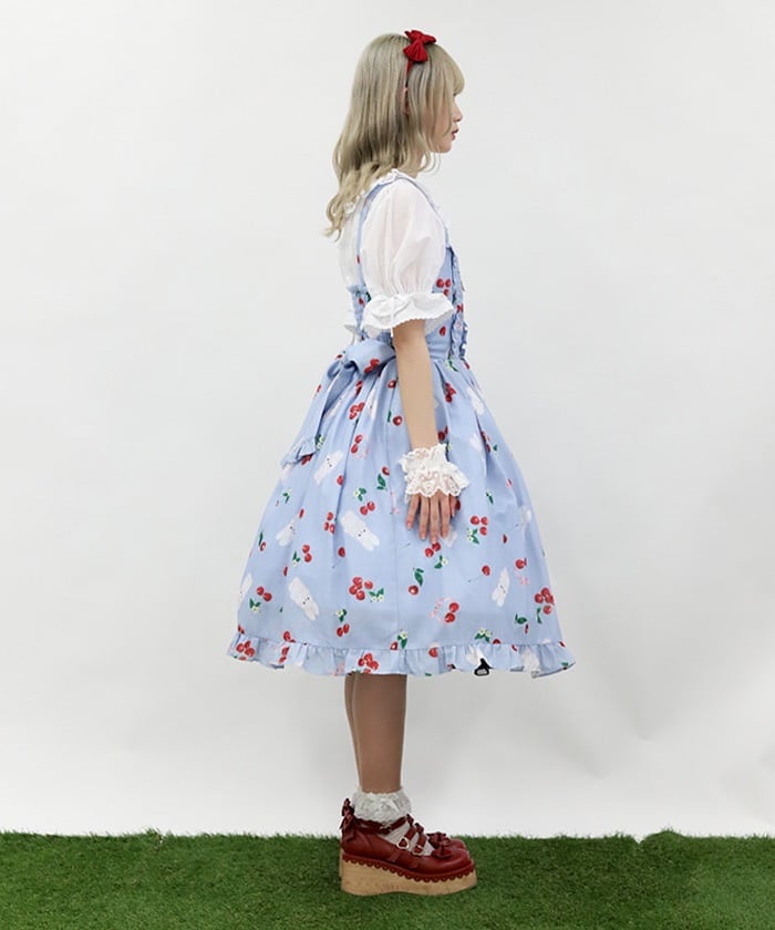 Cherry Bunny Pattern Jumper Skirt
