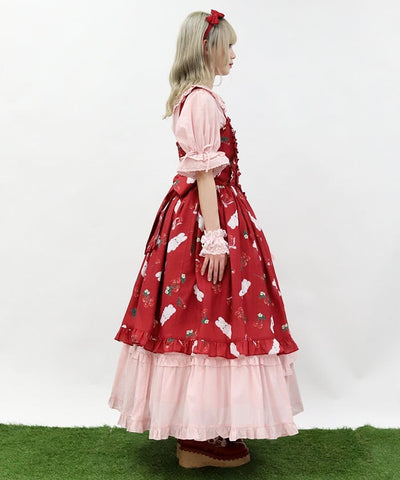Cherry Bunny Pattern Jumper Skirt