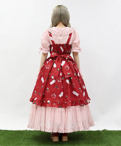 Cherry Bunny Pattern Jumper Skirt
