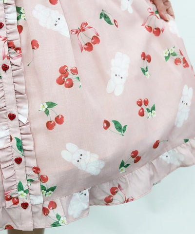 Cherry Bunny Pattern Jumper Skirt