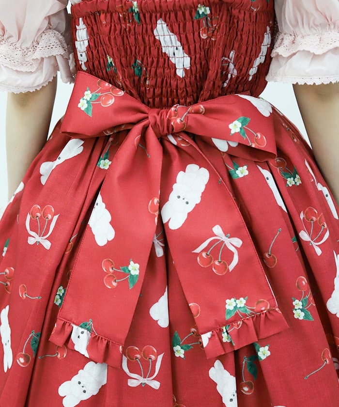 Cherry Bunny Pattern Jumper Skirt