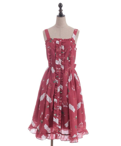 Cherry Bunny Pattern Jumper Skirt