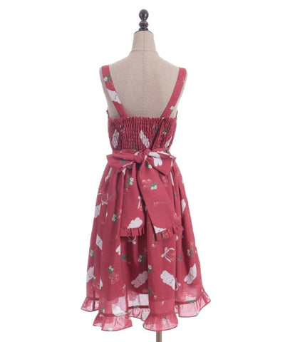 Cherry Bunny Pattern Jumper Skirt