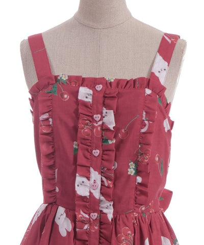 Cherry Bunny Pattern Jumper Skirt
