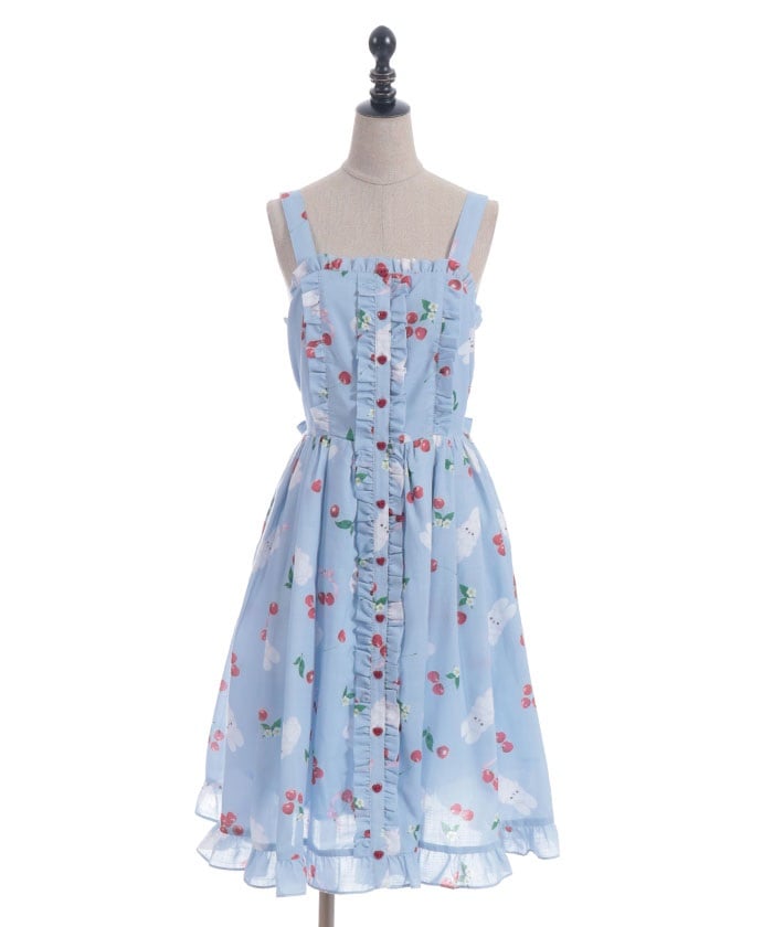 Cherry Bunny Pattern Jumper Skirt