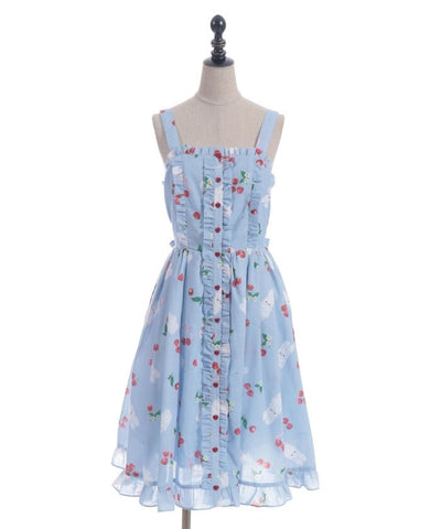 Cherry Bunny Pattern Jumper Skirt