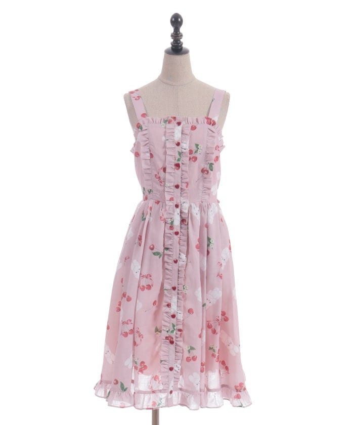 Cherry Bunny Pattern Jumper Skirt