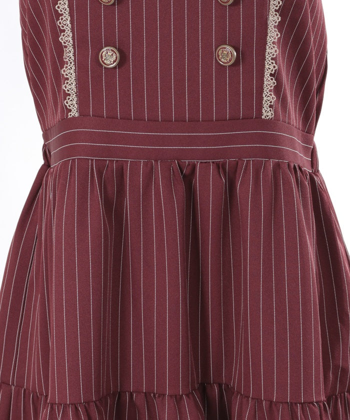 Row Buttons Striped Tiered Dress