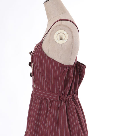 Row Buttons Striped Tiered Dress