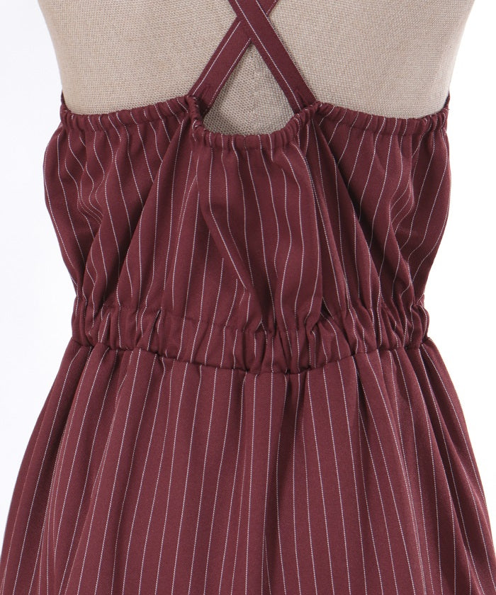 Row Buttons Striped Tiered Dress