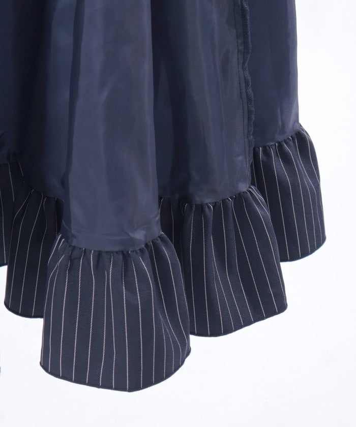 Row Buttons Striped Tiered Dress