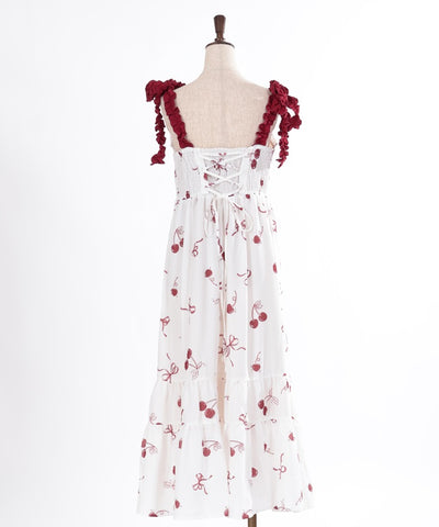 Cherry Pattern Frill Ribbon Dress