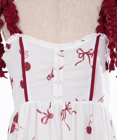 Cherry Pattern Frill Ribbon Dress