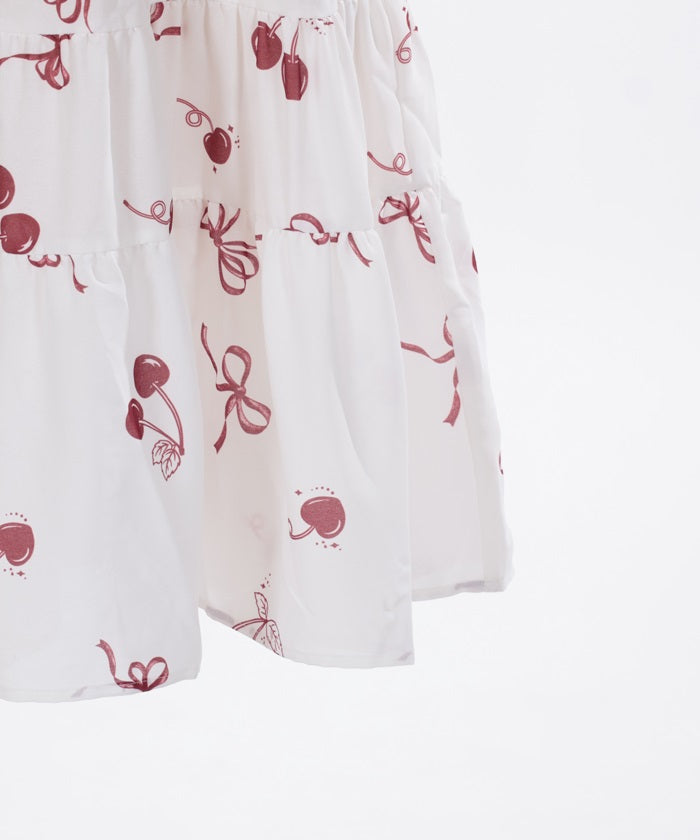 Cherry Pattern Frill Ribbon Dress