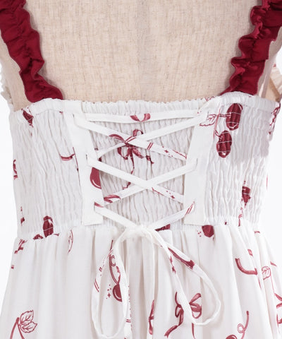 Cherry Pattern Frill Ribbon Dress