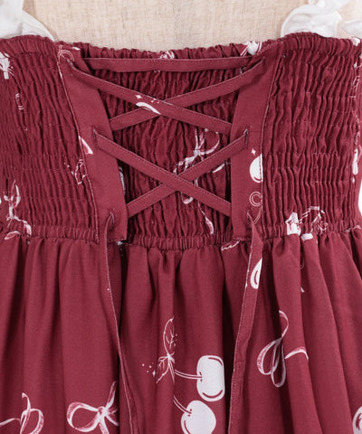 Cherry Pattern Frill Ribbon Dress