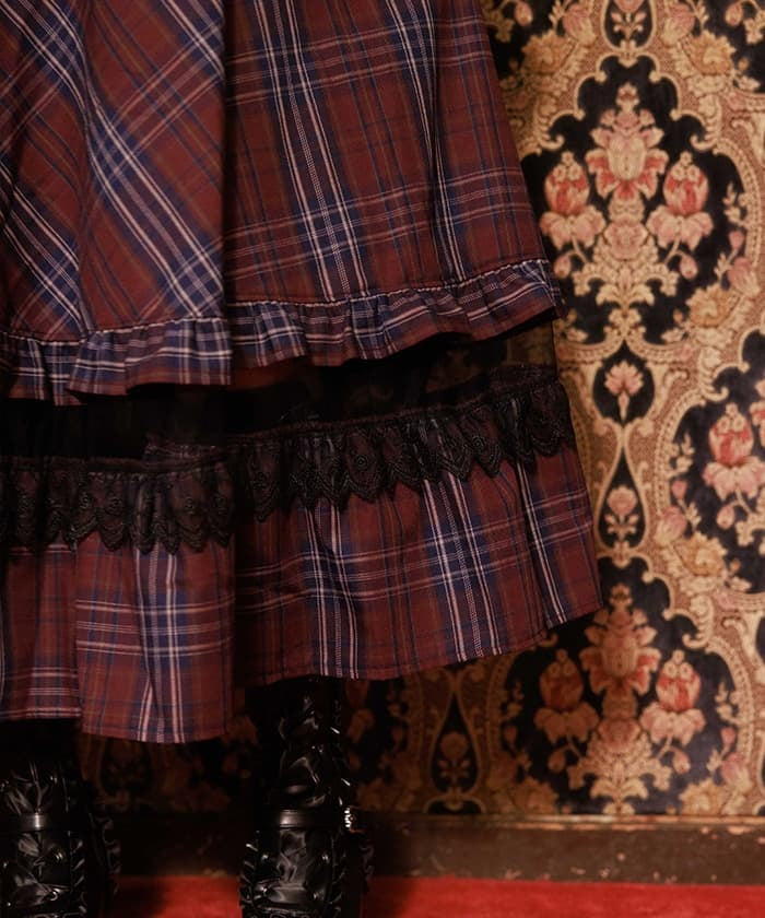 Tartan Plaid Jumper Skirt axes femme from JAPAN