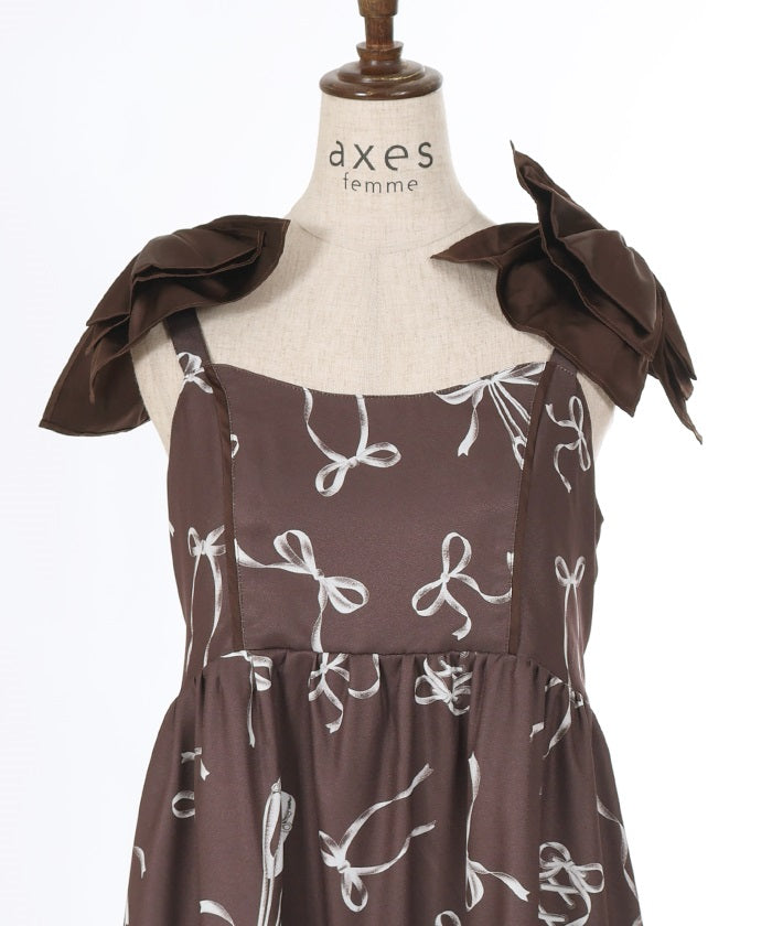 Pointe Shoes Pattern Dress with Ribbon