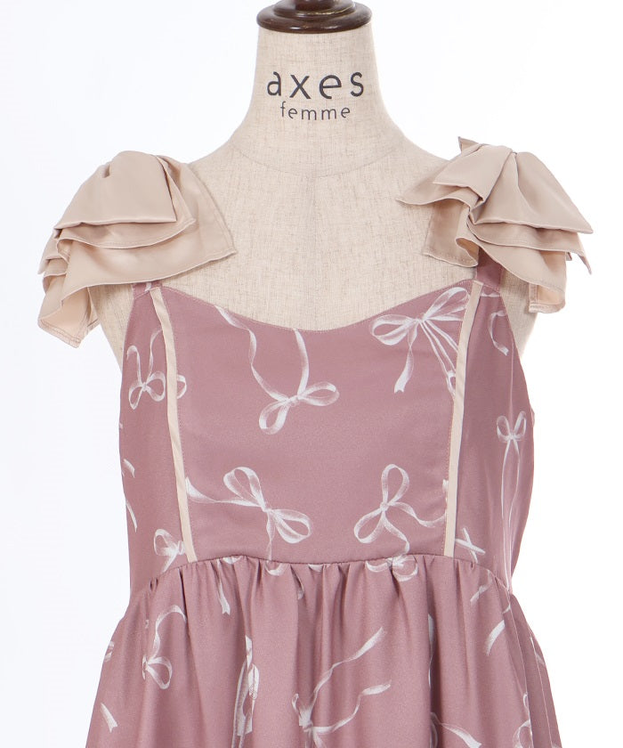 Pointe Shoes Pattern Dress with Ribbon