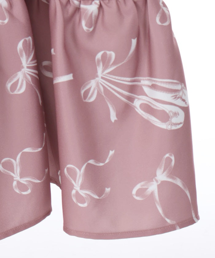 Pointe Shoes Pattern Dress with Ribbon