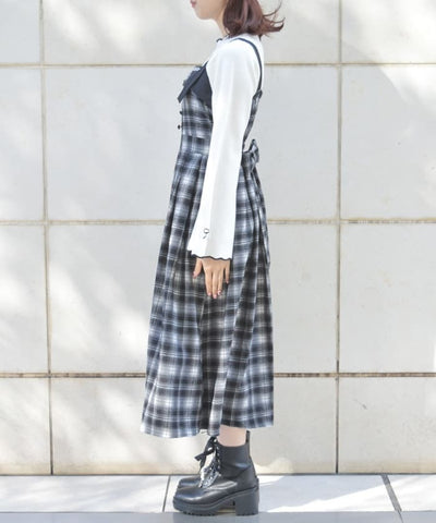 Embroidery Color Scheme Plaid Jumper Skirt