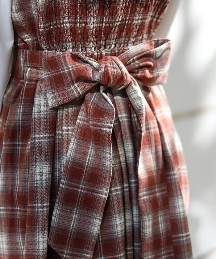 Embroidery Color Scheme Plaid Jumper Skirt