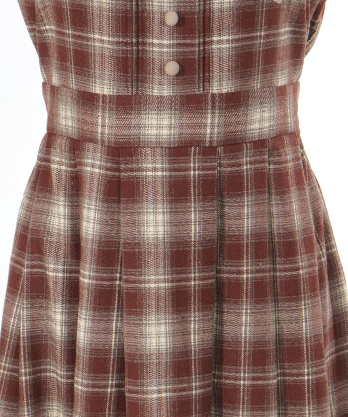 Embroidery Color Scheme Plaid Jumper Skirt