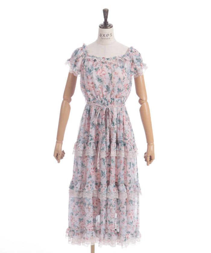 Blooming Rose Pattern Dress