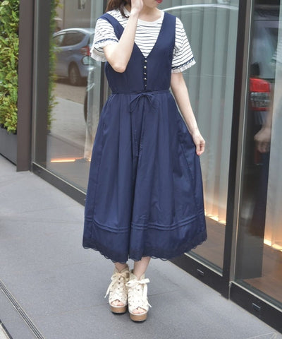 Row Buttons Tuck Jumper Skirt