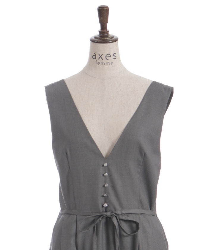 Row Buttons Tuck Jumper Skirt