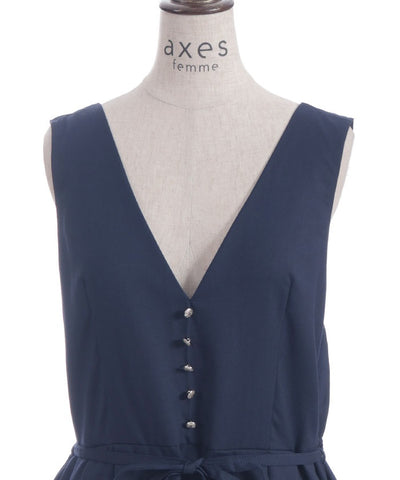 Row Buttons Tuck Jumper Skirt