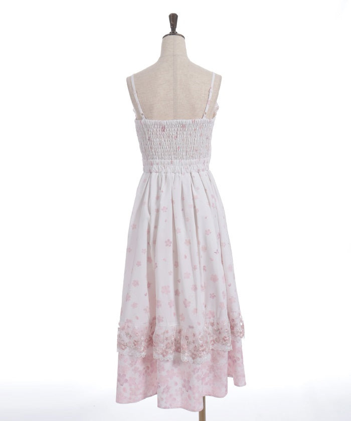 Sakura Lace & Sakura Pattern Camisole Dress (Time-limited Price